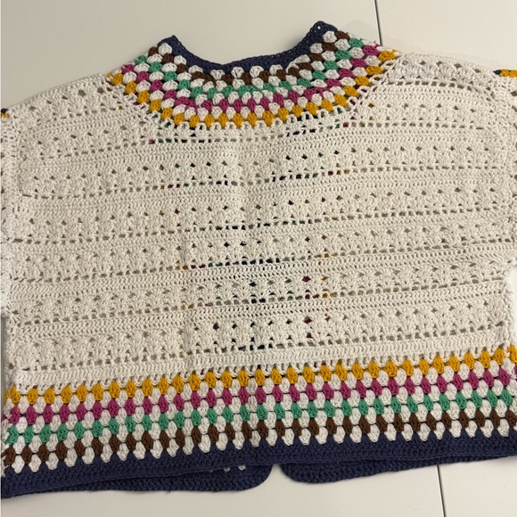 Maeve By Anthropologie Women's Colorful Crochet Open Cardigan Sweater ONE SIZE - Picture 9 of 9